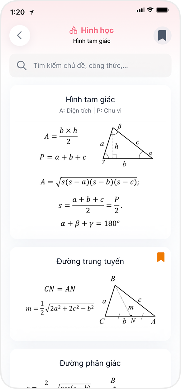 Card công thức hình tam giác kèm hình minh họa
